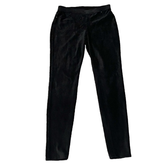 NEW June & Daisy Corduroy Black Pull On Leggings Pants Low Rise Small Pockets - Picture 1 of 8